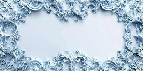 Wall Mural - beautiful denim arabic symmetrical pattern with floral pattern and empty space for text on white background 