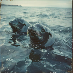 Two Sea Lions in the Water, Photo