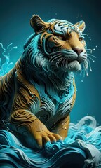 Wall Mural - Abstract Tiger in Water.