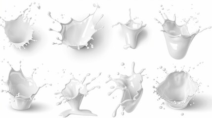 Wall Mural - Milk Splashes: Dynamic Set of Liquid Splatters