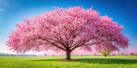 Sticker - Pink cherry blossom tree in full bloom , spring, flowers, nature, petals, sakura, vibrant, garden, pink, seasonal, Japanese, branch