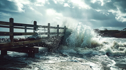 Poster - Damaged bridge in a coastal area