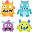 © Andrew - Cartoon Funny Monster Characters, Cute Comic Creatures Isolated Vector Set.