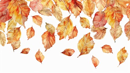 Poster - A painting of autumn leaves falling from the sky