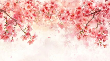 Poster - A painting of pink flowers with a white background