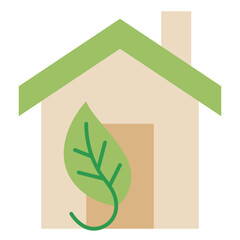 Sticker - eco house flat icon