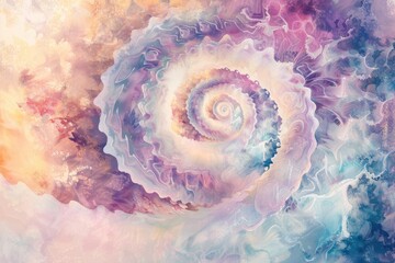 Fototapete - a painting of a colorful swirl, captivating swirl of pastel watercolors creating dreamy patterns
