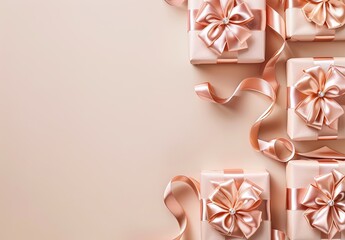 Poster - A row of pink boxes with bows on them