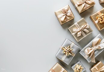 Sticker - A row of gold and silver boxes with bows on top