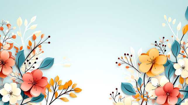 Memphis spring floral background, space for text in middle