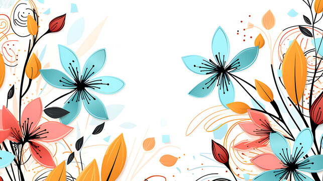 Memphis spring floral background, space for text in middle