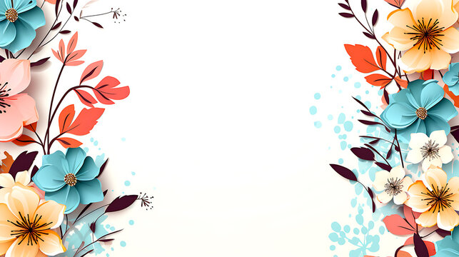 Memphis spring floral background, space for text in middle