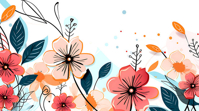 Memphis spring floral background, space for text in middle
