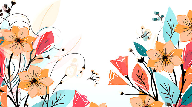 Memphis spring floral background, space for text in middle
