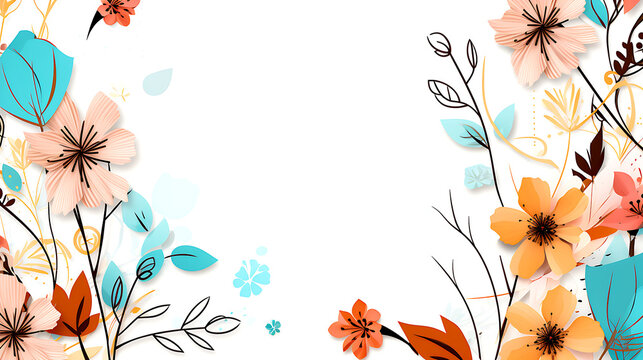 Memphis spring floral background, space for text in middle