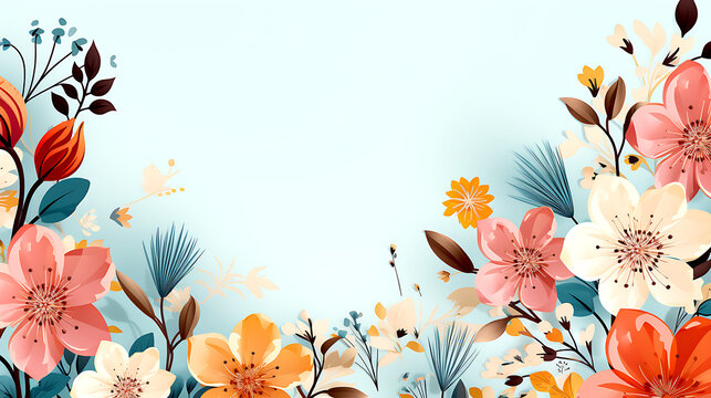 Memphis spring floral background, space for text in middle