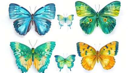 Wall Mural - A Colorful Display of Six Butterflies