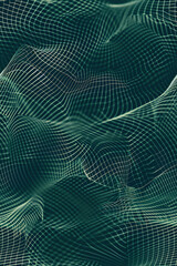 Wall Mural - abstract background with fine grid lines in green on black background for concept network