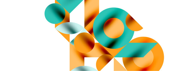 Wall Mural - Circle pattern, round elements with lines and arrows composition for wallpaper, banner, background or landing