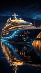 Wall Mural - a cruise ship is docked at night.