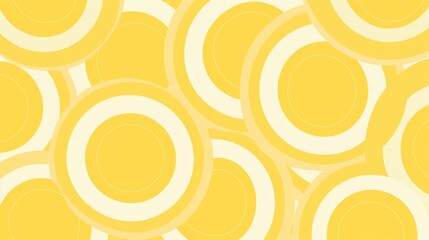 Wall Mural - A bright yellow and white pattern of concentric circles