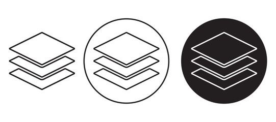 Poster - layer icon, Three Layer line icon set,  Floor level and paper stack vector symbol in black color. Layer tier diagram icon vector illustration,