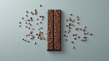 Wall Mural - Overhead flat lay view of energy protein bar or chocolate bar snack packaging template design. 