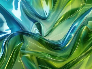 Wall Mural - Abstract Green and Blue Swirling Fabric