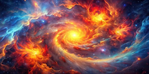 Sticker - Nebula fire background wallpaper with vibrant colors and swirling patterns, space, celestial, cosmic, galaxy, universe