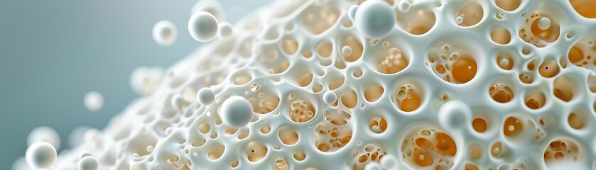 Wall Mural - A close up of a white foam with many holes in it