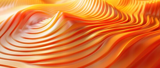 Wall Mural - Abstract Orange and Yellow 3D Wavy Surface