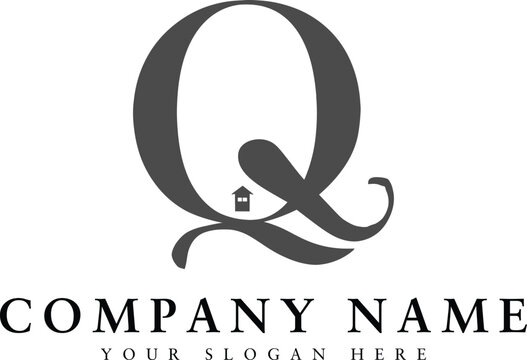Elegant letter logo with wreath and laurel within the Q. AI generative.