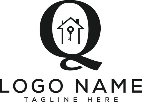 Elegant letter logo with wreath and laurel within the Q. AI generative.