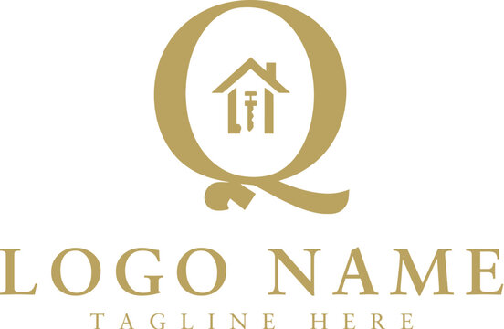 Elegant letter logo with wreath and laurel within the Q. AI generative.
