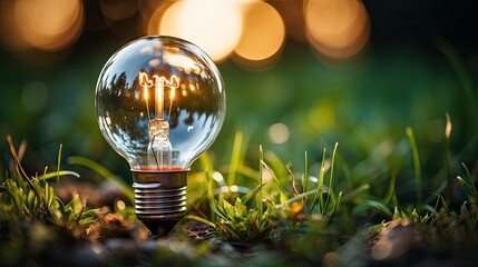 Wall Mural - light bulb in grass