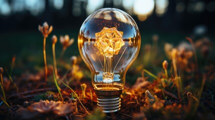 Wall Mural - a light bulb with the hands on it