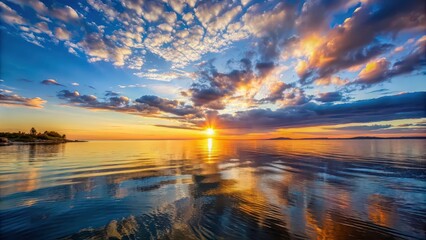 Wall Mural - Sunset over calm waters of the Gulf of Bothnia in Scandinavia , sunset, Gulf of Bothnia, Finland, Sweden, Scandinavia, Europe