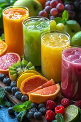 Wall Mural - Fresh healthy fruit juice, drink. Vitamins, fitness drink, health food.	