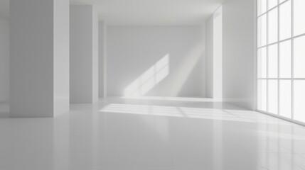 Wall Mural - Sunlit Minimalist White Room Interior