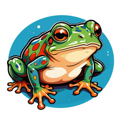 Poster - A frog with a green body and red spots on its head