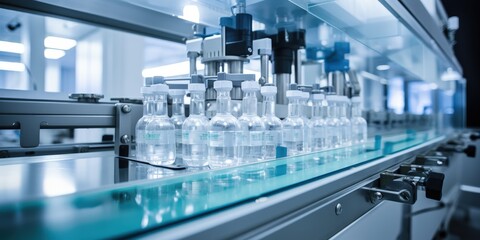Poster - Bottles on a Conveyor Belt in a Factory