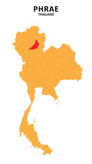 Sticker - Phrae Map is highlighted on the Thailand map with detailed State and region outlines.