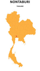 Poster - Nontaburi Map is highlighted on the Thailand map with detailed State and region outlines.