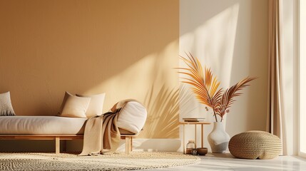 Canvas Print - Minimalist Living Room Interior Design with Natural Elements
