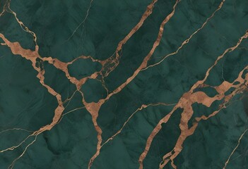 Wall Mural - Green luxury marble texture, copper veins pattern	
