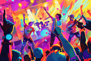 rock punk band illustration dance party background silhouette wallpaper