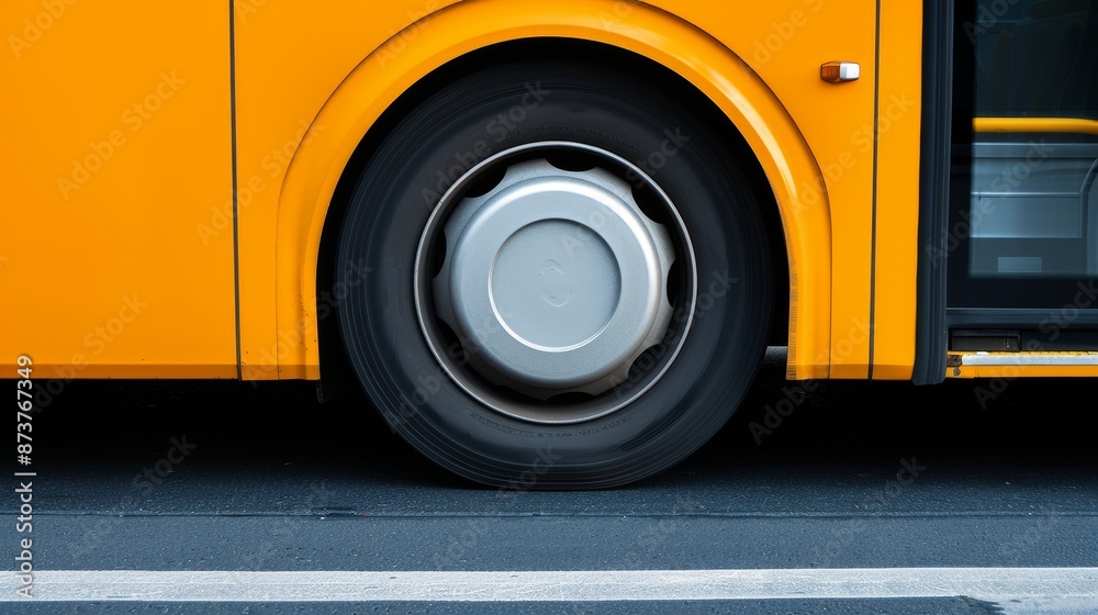 Bus Wheel Types Close-up of a bus wheel and exterior, detailed textures, and vibrant ...