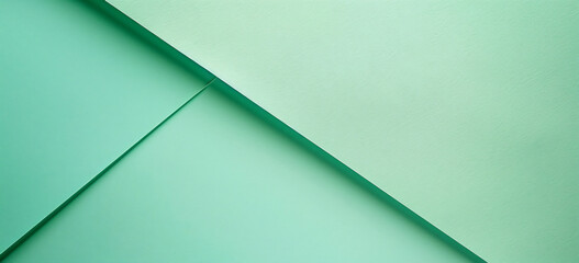 Poster - Photo of a minimalist mint green background with geometric shapes for design or text space. Web banner with copy space on the right in the style of minimalism.


