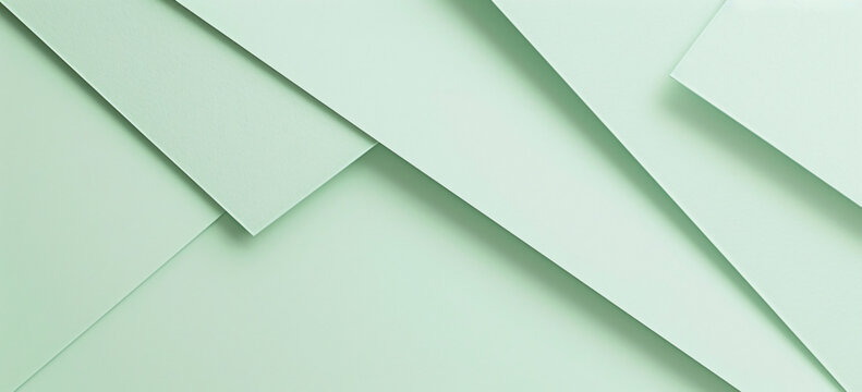 Photo of a minimalist mint green background with geometric shapes for design or text space. Web banner with copy space on the right in the style of minimalism.


