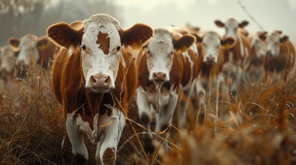 Wall Mural - Herd of cows on a pasture